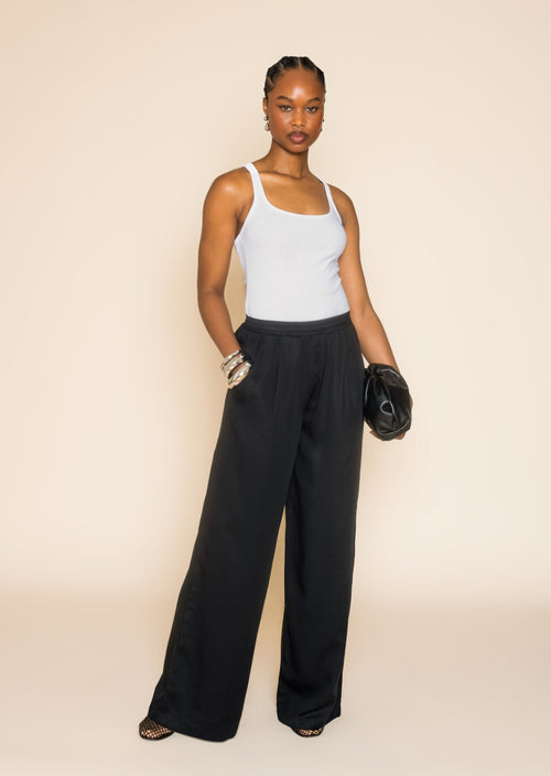 AVERY WIDE LEG PANT in Black