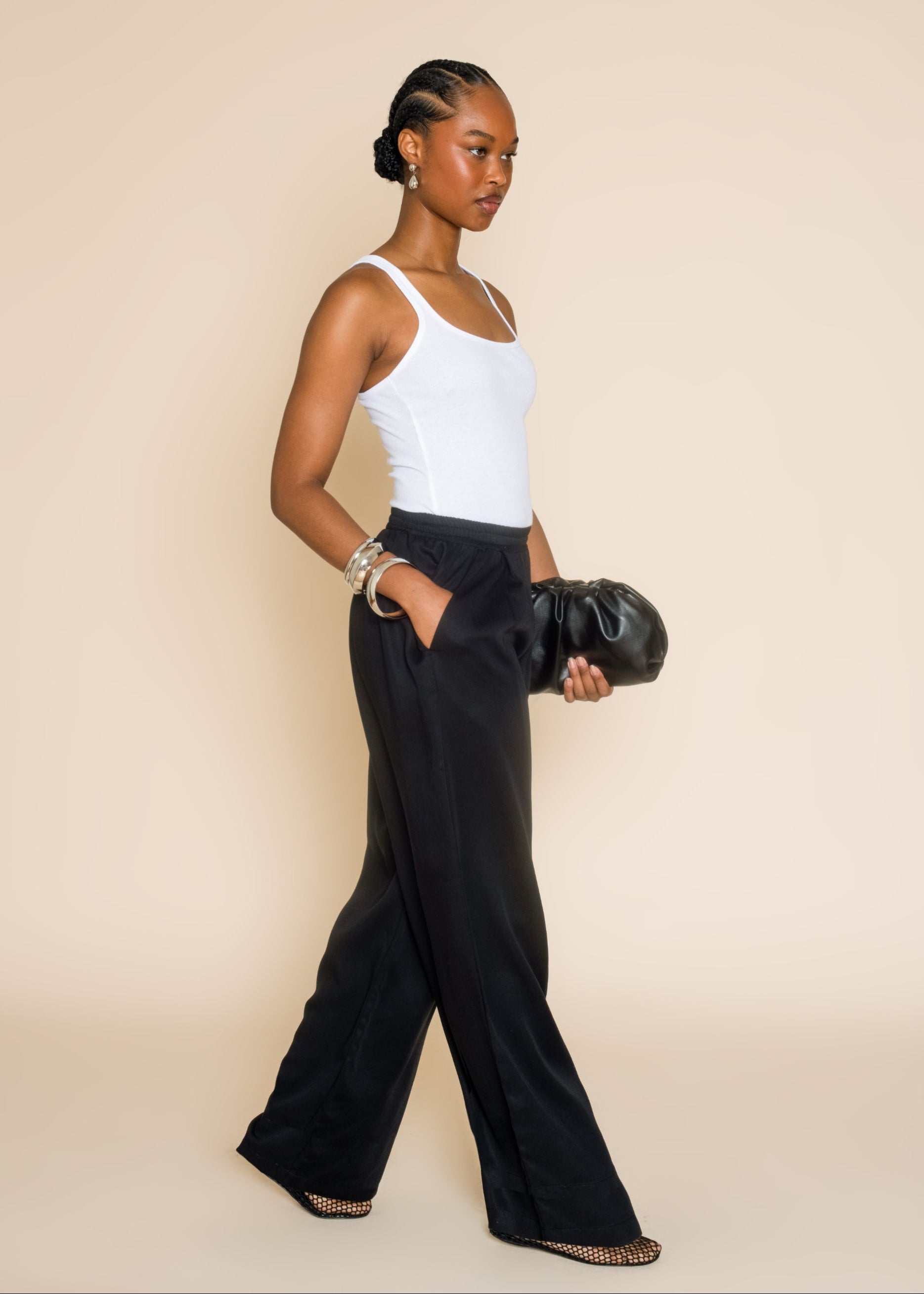 AVERY WIDE LEG PANT in Black