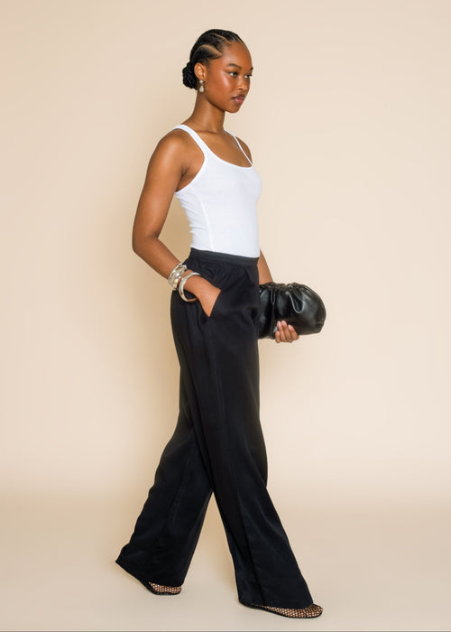 AVERY WIDE LEG PANT in Black