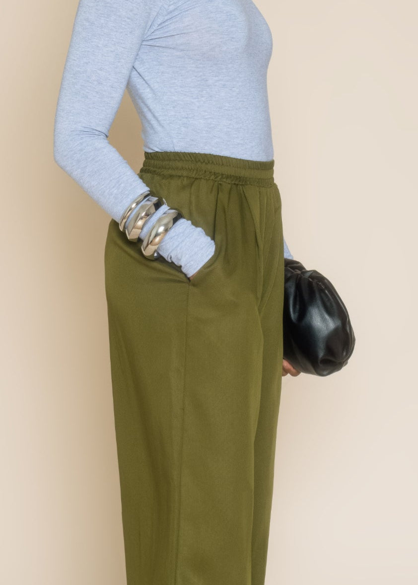 AVERY WIDE LEG PANT in Moss